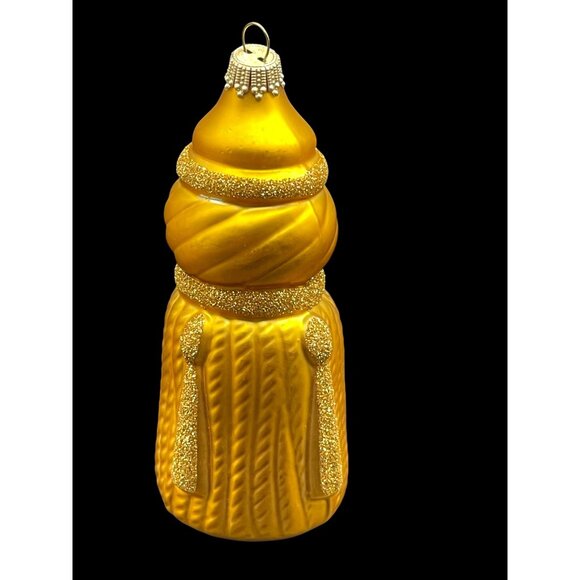 Kugel Germany Blown Glass Glitter Gold Tassel Christmas Ornament 5” - Picture 5 of 7